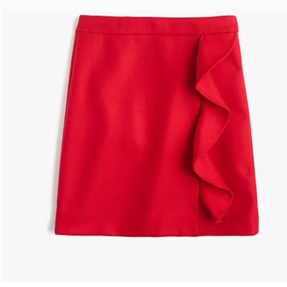J. Crew Ruffle mini skirt in double-serge wool